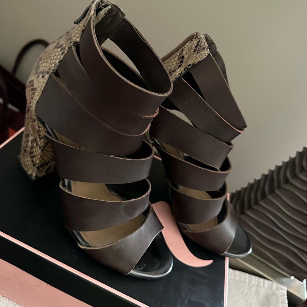 Brown snakeskin heels